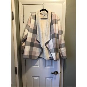 Plaid fleece jacket sweater